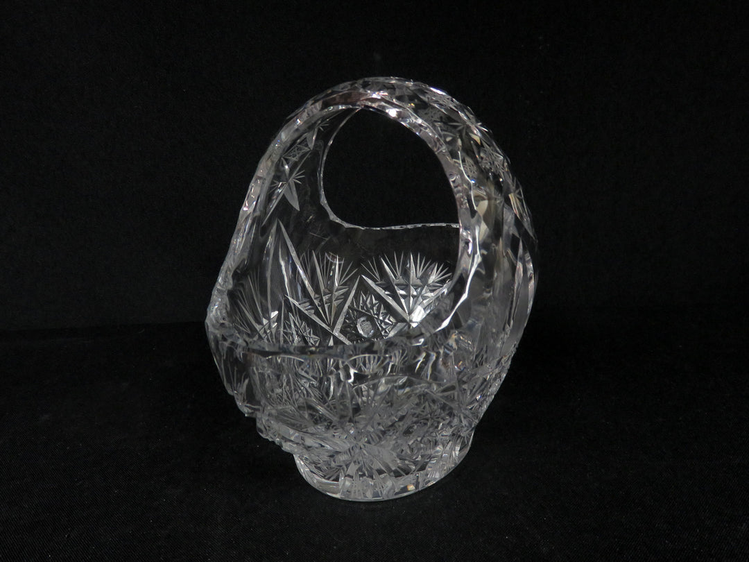 Cut Crytal Basket with Hobstar Design