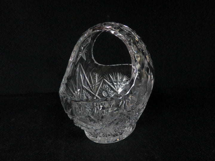 Cut Crytal Basket with Hobstar Design