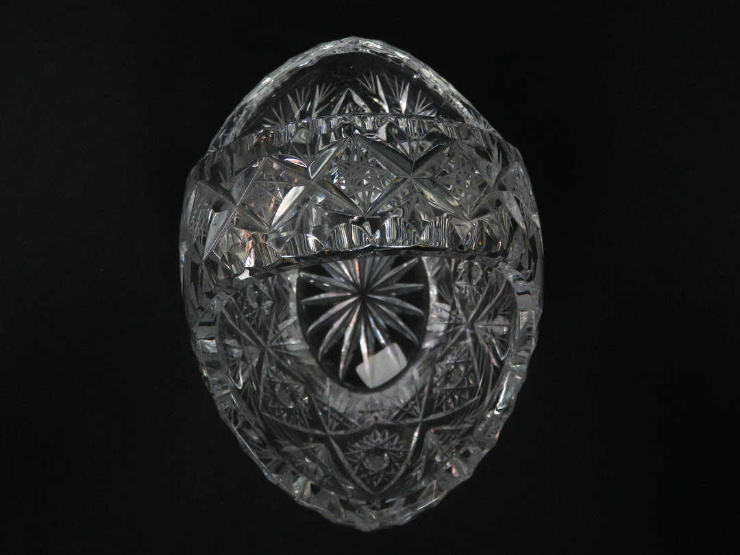 Cut Crytal Basket with Hobstar Design