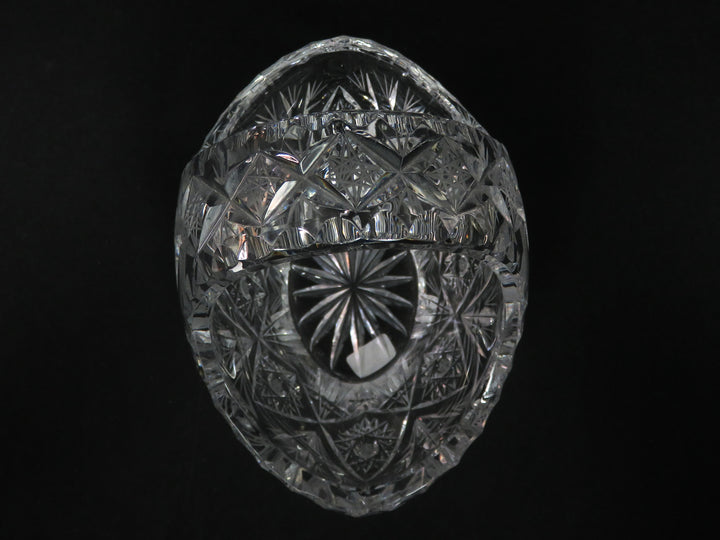 Cut Crytal Basket with Hobstar Design