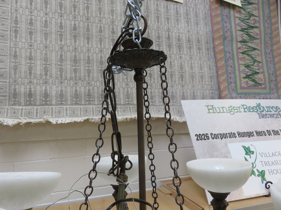 Bronzed Metal & Frosted Glass Chandelier