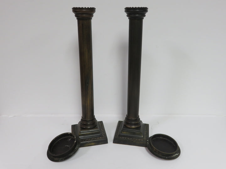 Vintage Burnished Metal Candleholders