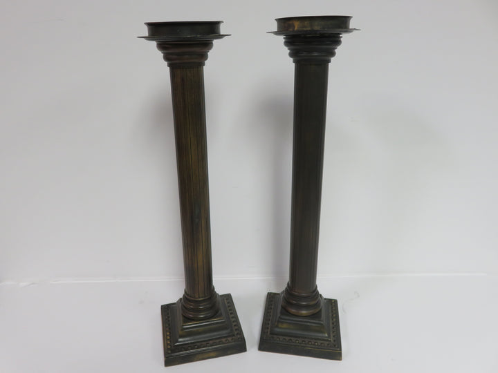 Vintage Burnished Metal Candleholders