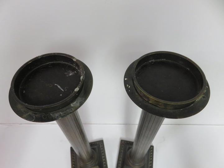 Vintage Burnished Metal Candleholders