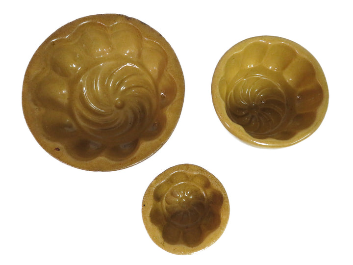 Antique Yellow Ware Pudding Molds