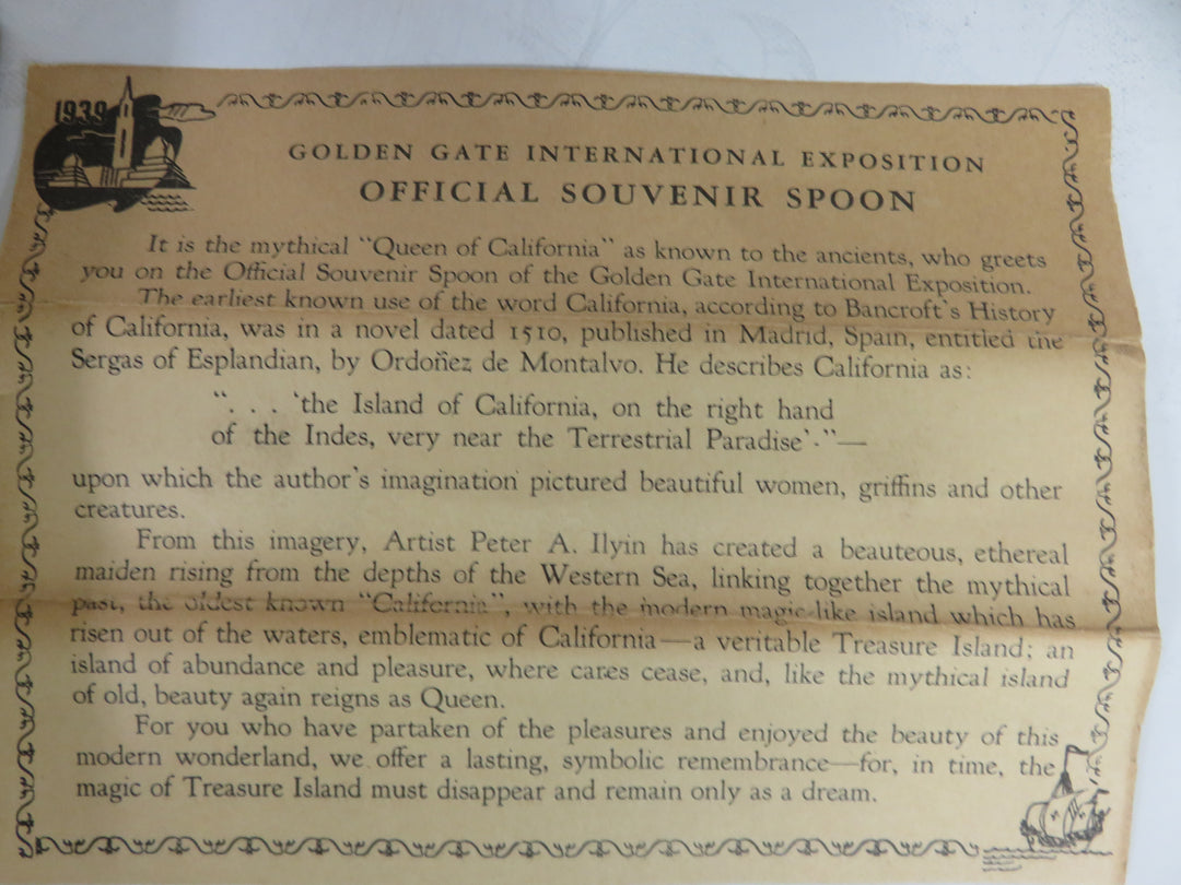 Golden Gate 1939 Exposition Sterling Spoon