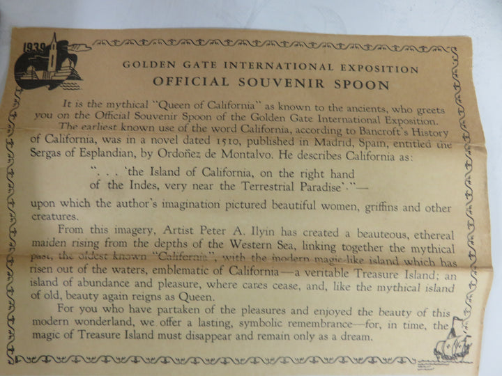 Golden Gate 1939 Exposition Sterling Spoon