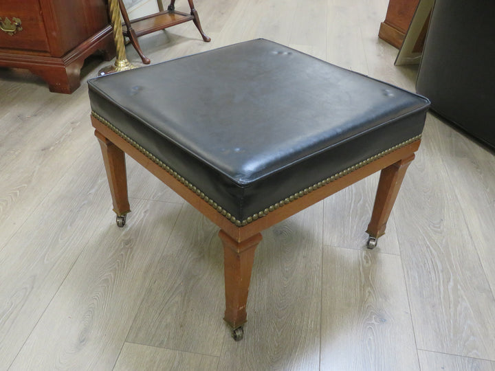 Black Leather Ottoman