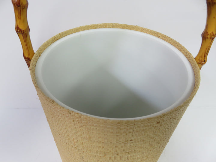 MCM Grass Cloth Ice Bucket & Tongs