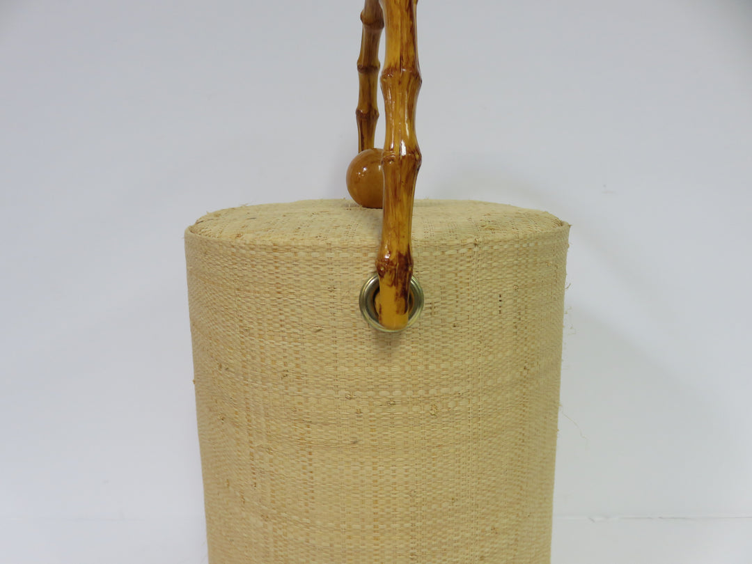 MCM Grass Cloth Ice Bucket & Tongs
