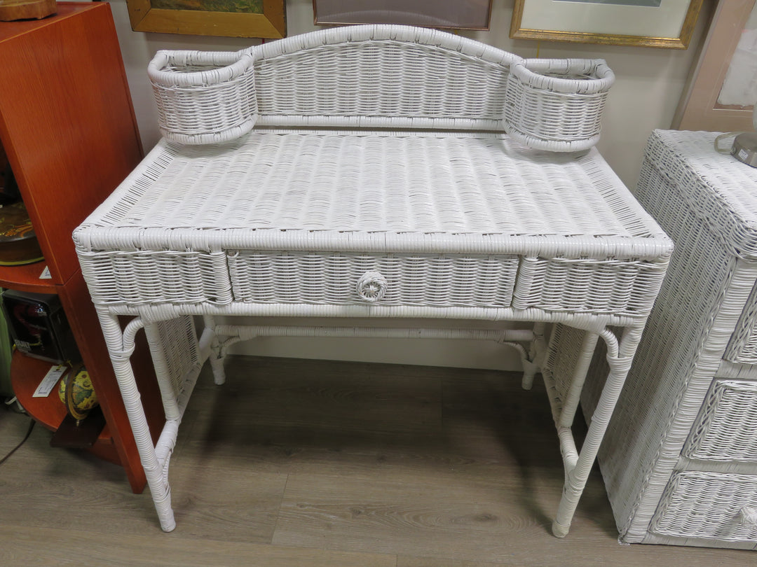 White Wicker Desk/Vanity