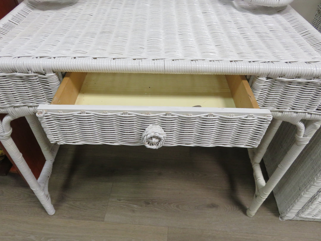 White Wicker Desk/Vanity
