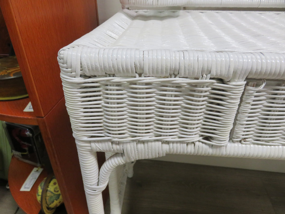 White Wicker Desk/Vanity