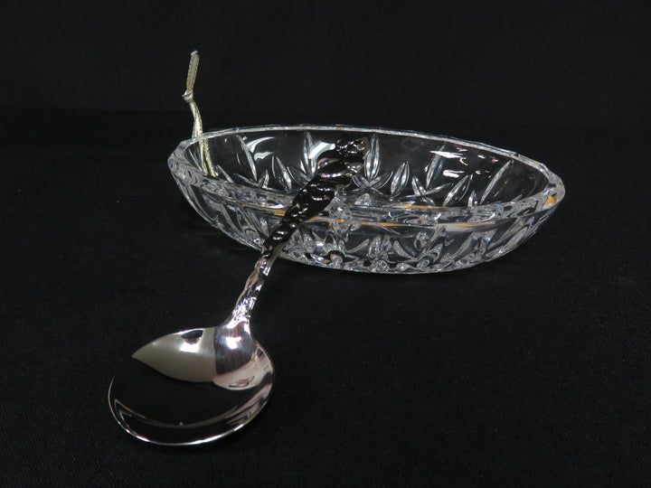 Gorham Crystal Dish & Spoon