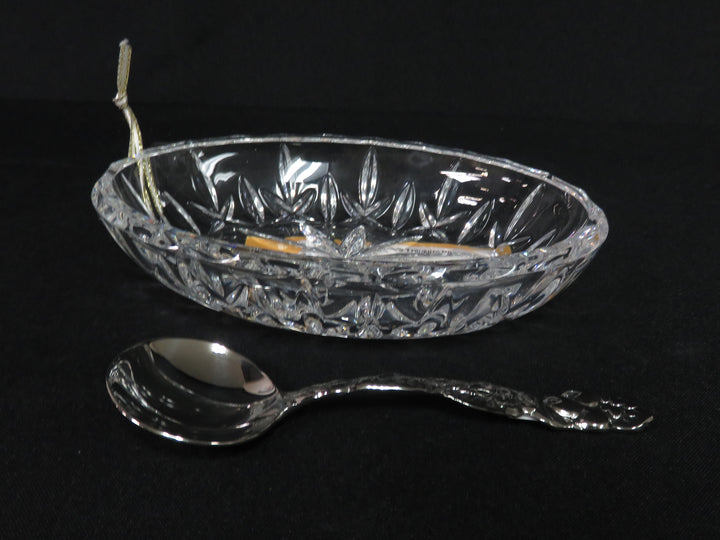 Gorham Crystal Dish & Spoon