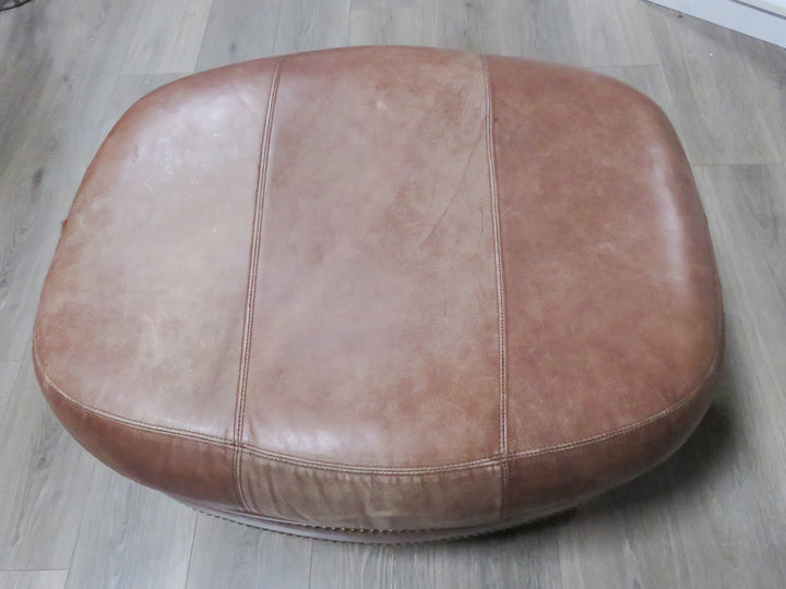 Plunkett Brown Leather Ottoman