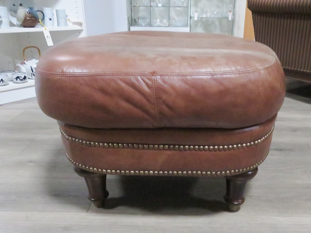 Plunkett Brown Leather Ottoman