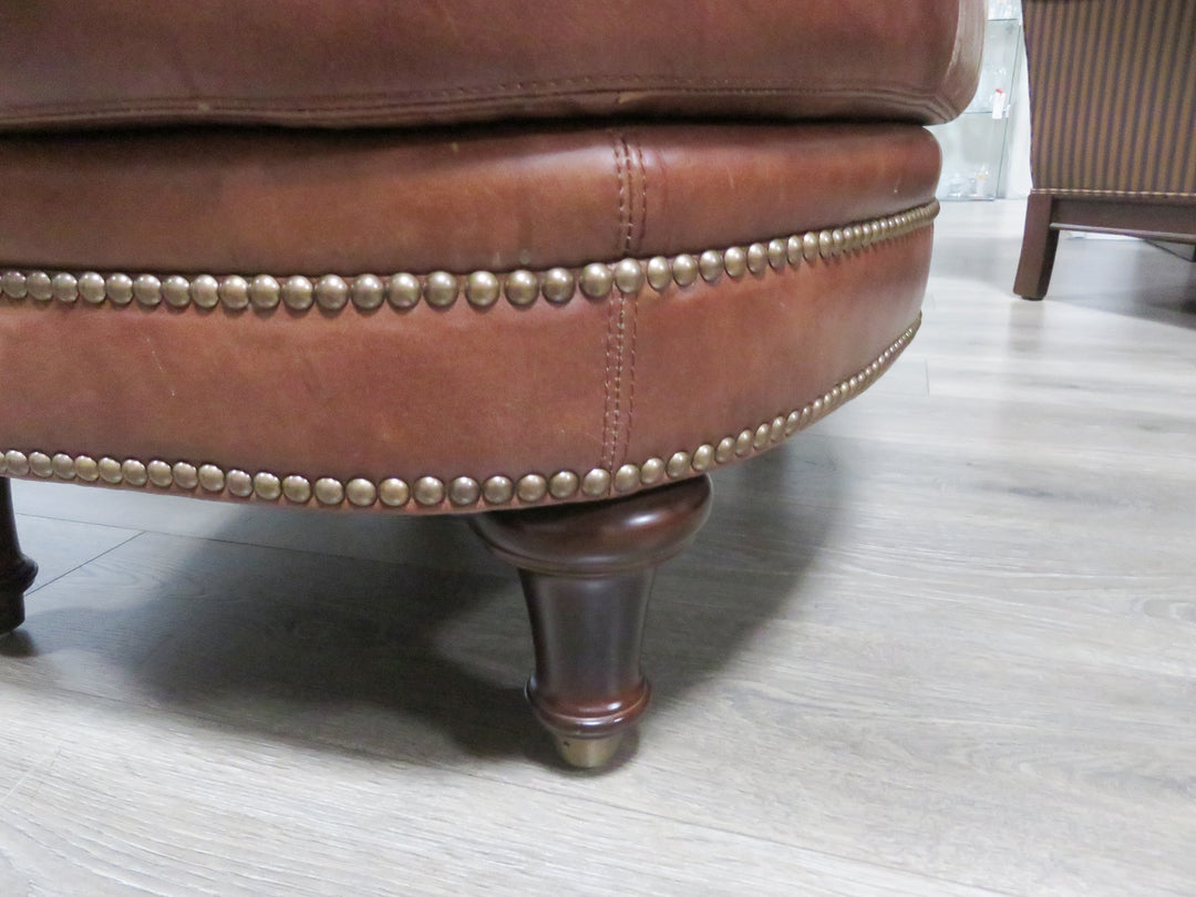 Plunkett Brown Leather Ottoman