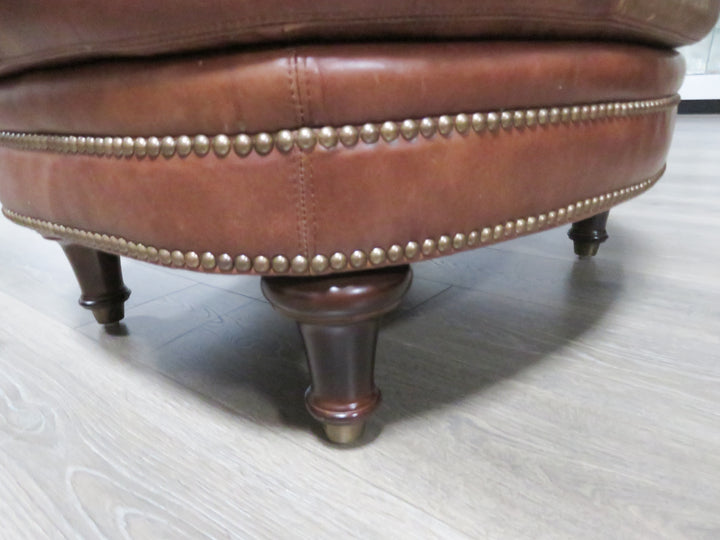 Plunkett Brown Leather Ottoman