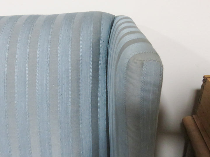 Teal Striped Wingback Chair