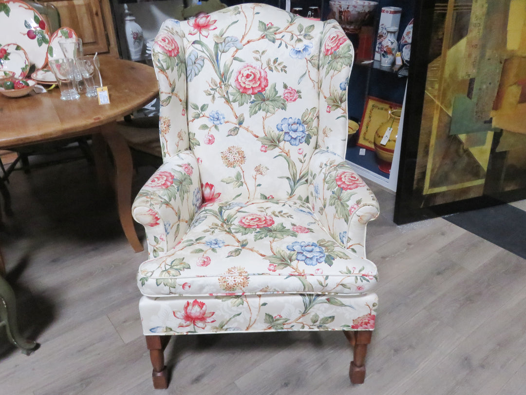 Floral Wing Chair & Ottoman