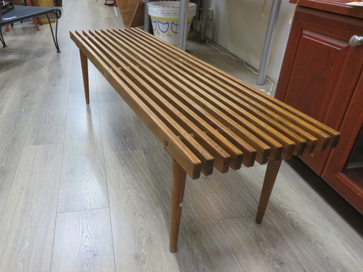 MCM Slatted Wood Bench