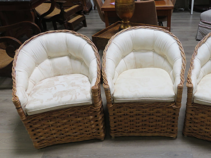 Pair Wicker Works Occasional Chairs