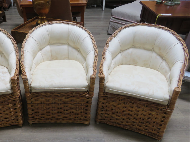 Pair Wicker Works Occasional Chairs