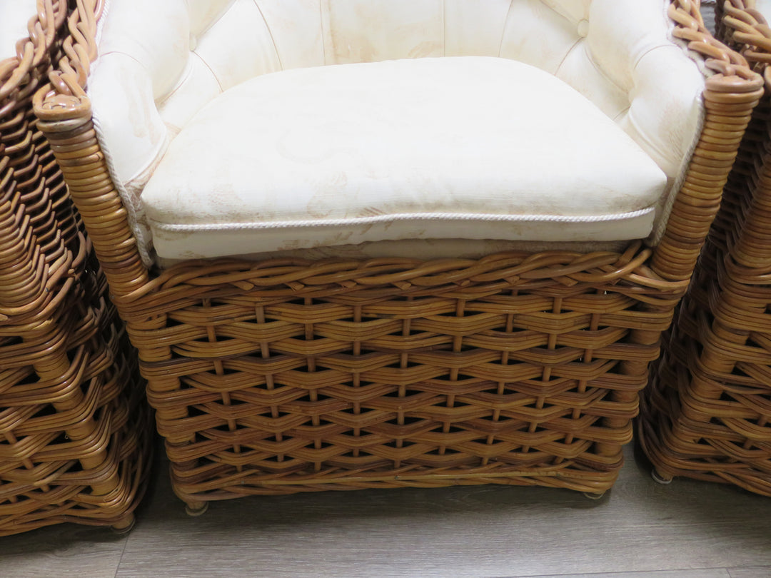 Pair Wicker Works Occasional Chairs