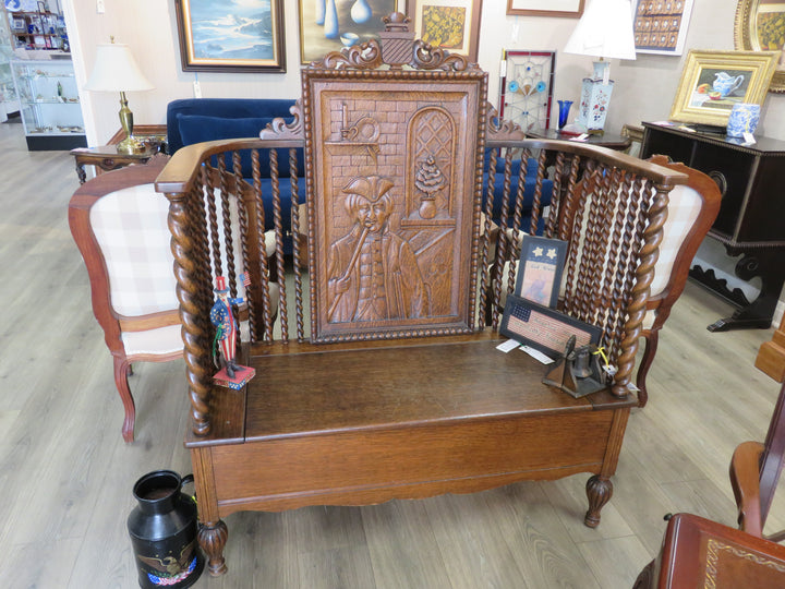 Antique Carved Settle Bench