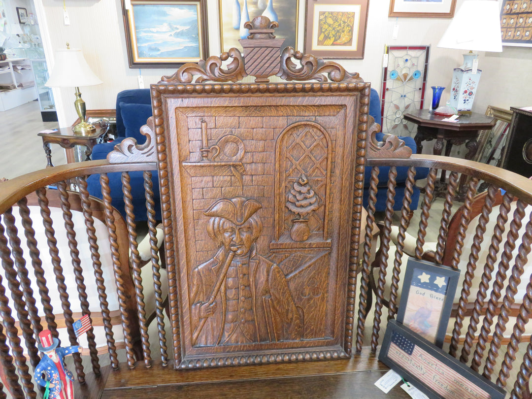Antique Carved Settle Bench