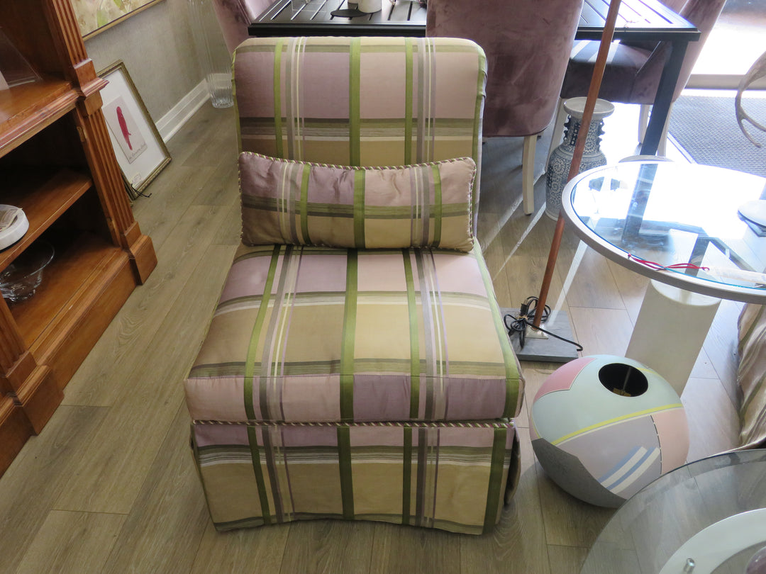 Plaid Upholstered Slipper Chair