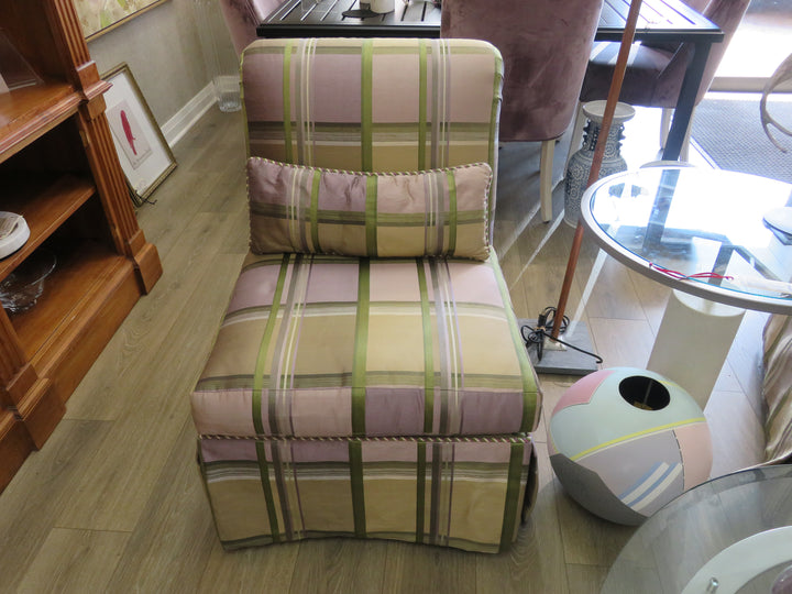 Plaid Upholstered Slipper Chair
