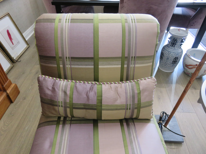 Plaid Upholstered Slipper Chair