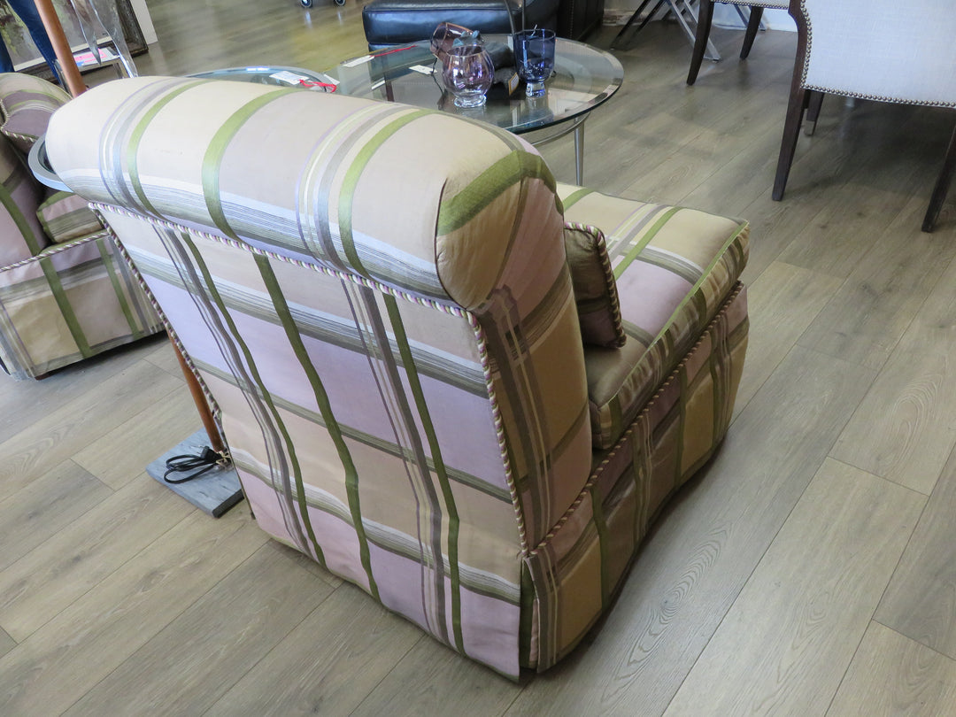 Plaid Upholstered Slipper Chair