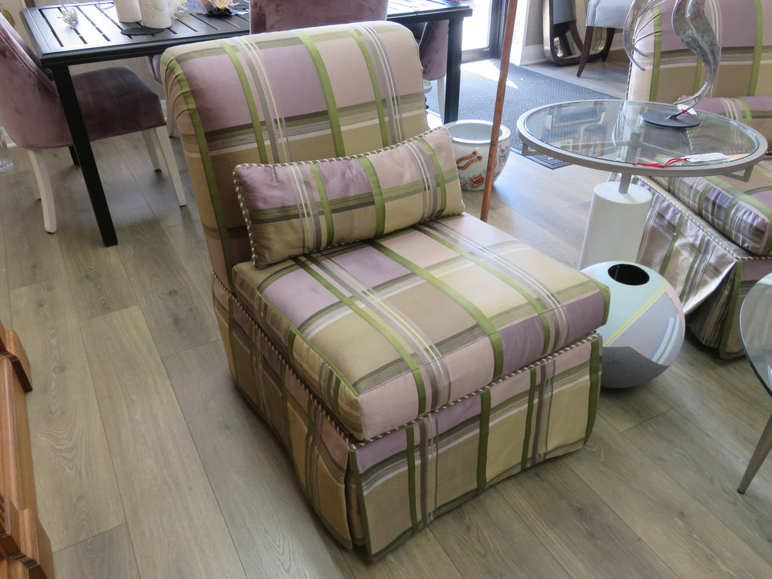 Plaid Upholstered Slipper Chair