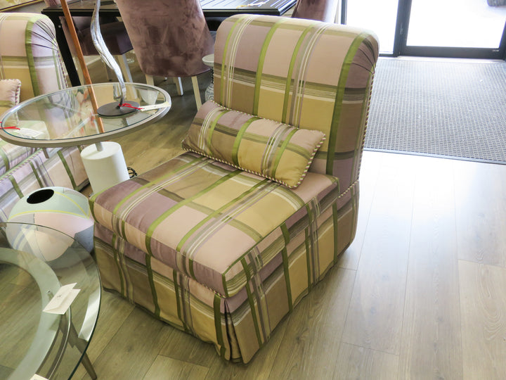 Plaid Upholstered Slipper Chair