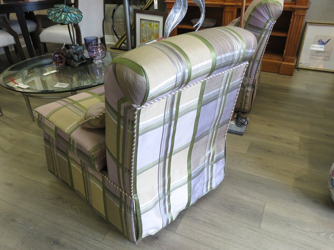 Plaid Upholstered Slipper Chair