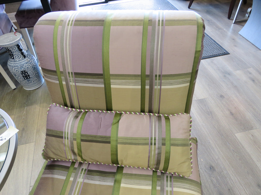Plaid Upholstered Slipper Chair