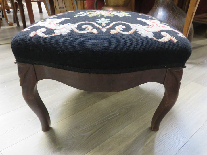 Floral Needlepoint Footstool