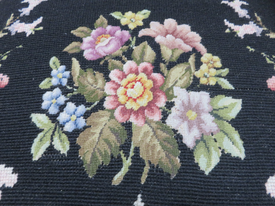 Floral Needlepoint Footstool