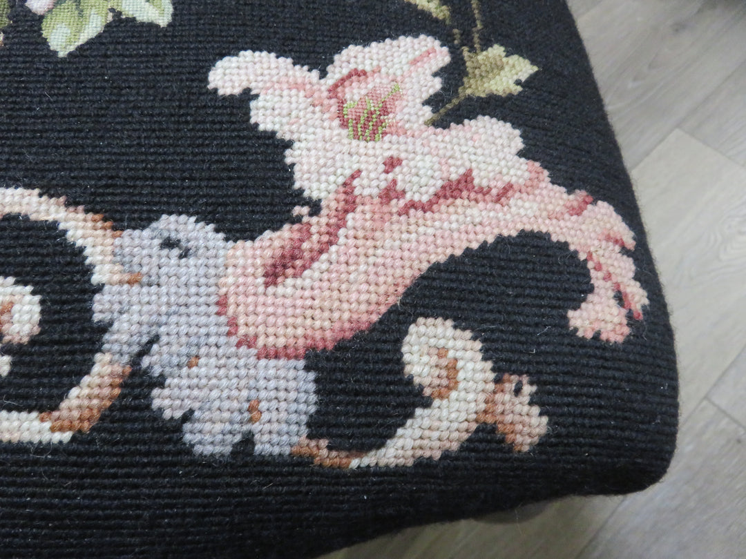 Floral Needlepoint Footstool