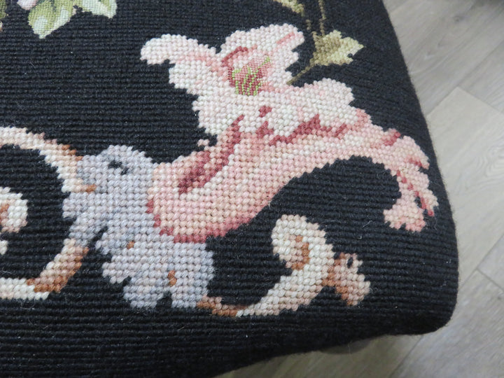 Floral Needlepoint Footstool