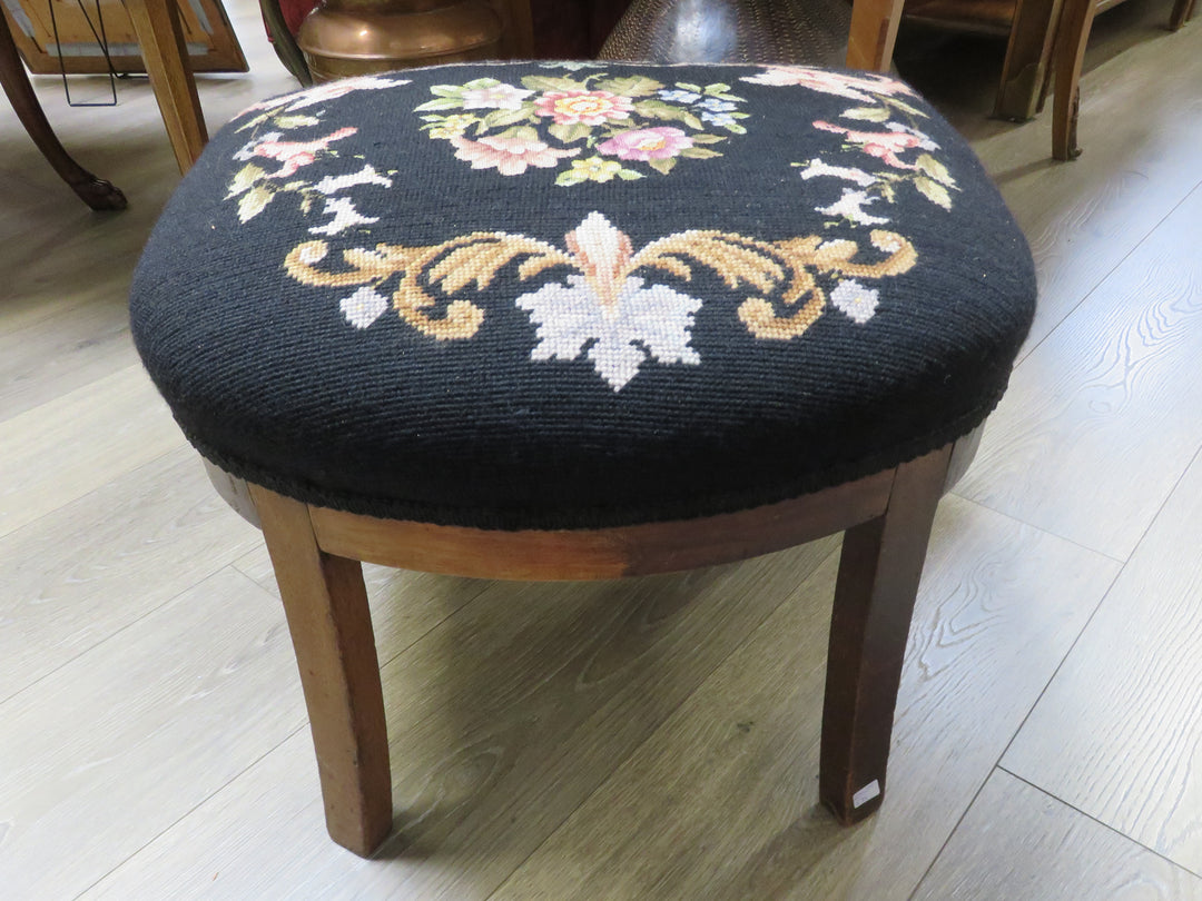 Floral Needlepoint Footstool