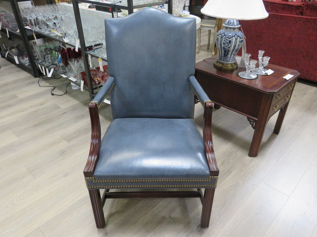 Blue Leather Arm Chair