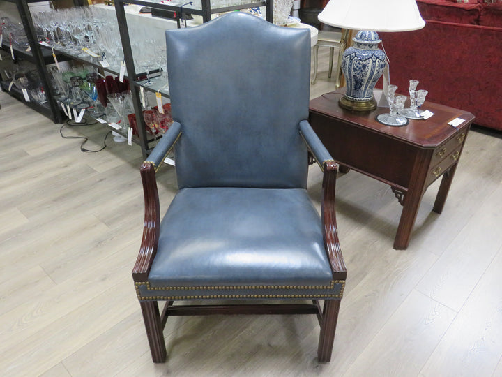 Blue Leather Arm Chair
