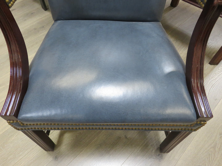 Blue Leather Arm Chair