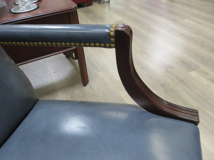 Blue Leather Arm Chair