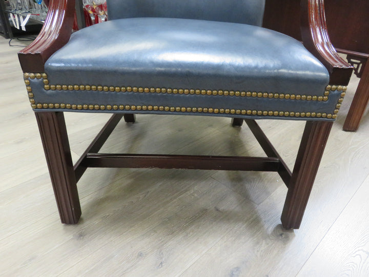 Blue Leather Arm Chair