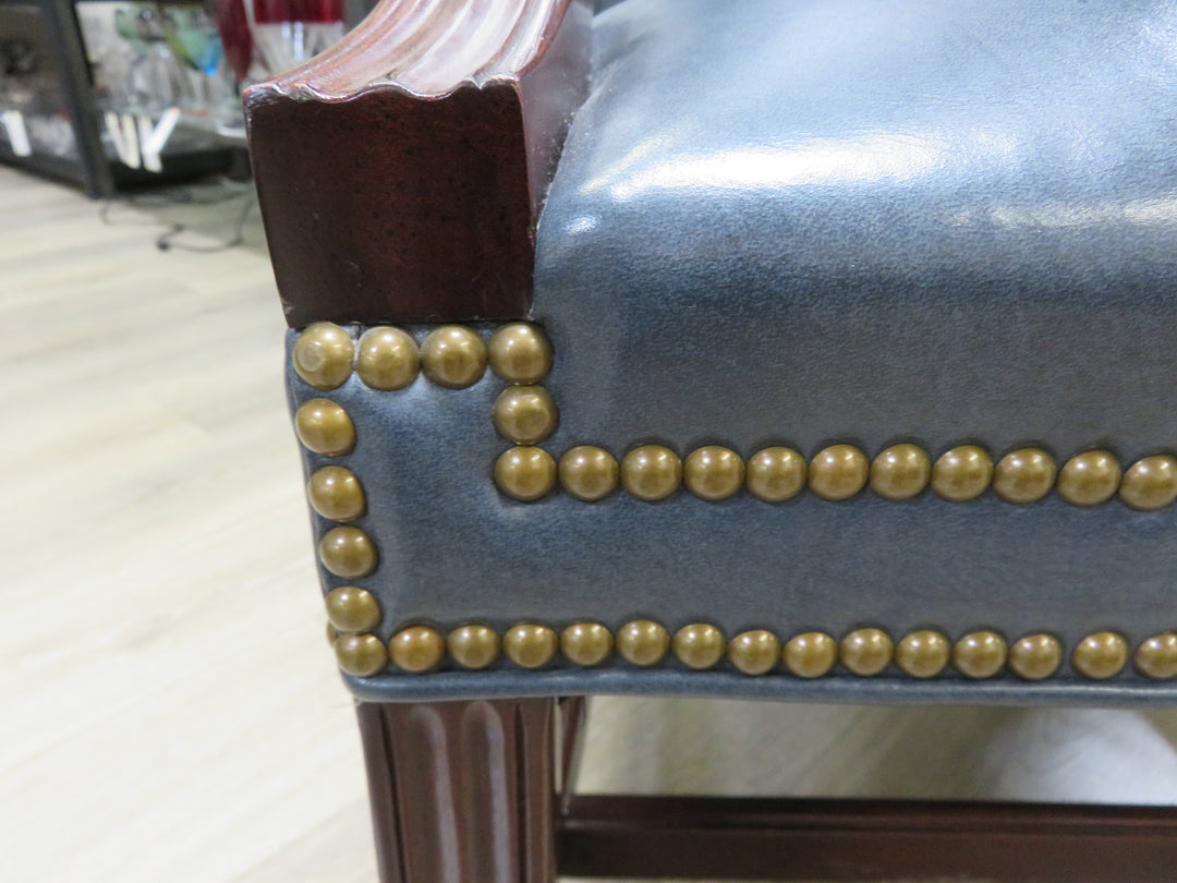 Blue Leather Arm Chair